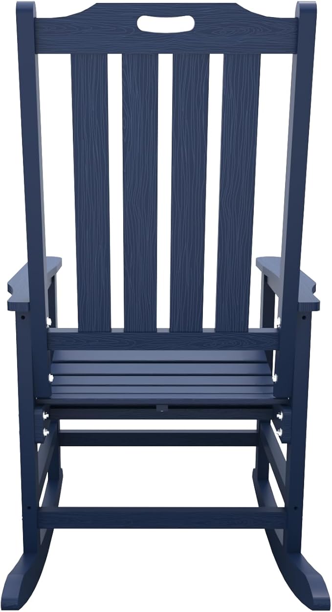 Oversized Rocking Chair Outdoor Rocking Chair for Adults All Weather Resistant Porch Rocker for Lawn Garden Navy Blue