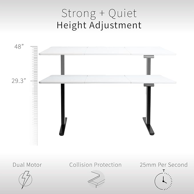 VIVO Electric 60 x 30 inch Standing Desk with Concealed Cable Trays and Full-Size Mouse Pad Dual Motor Memory Controller Height Adjustment White Top Black Frame DESK-KIT-E2B-P3W