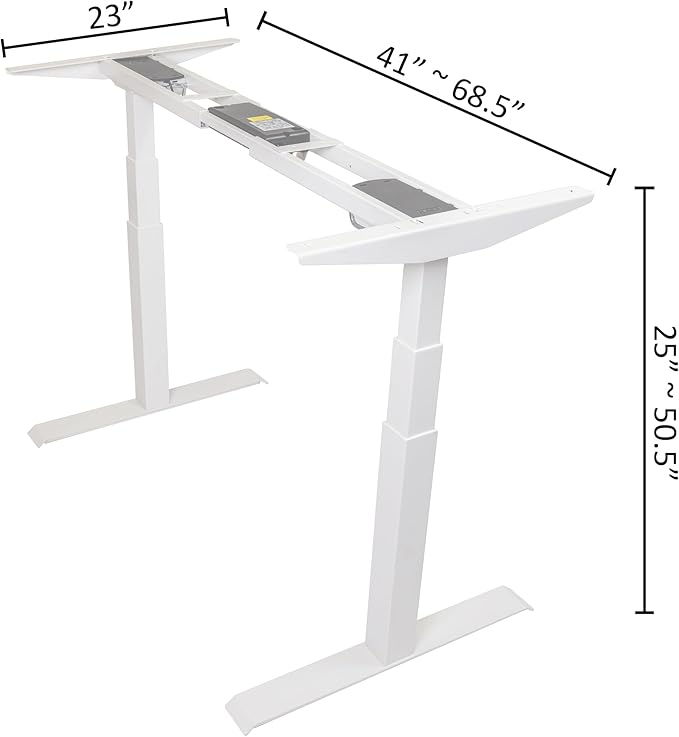 ApexDesk K Series Desk Base 3 Stage with Dual Motor Electric Adjustable Standing Desk Base Electric for Home and Office Width and Height Adjustable (White Frame only)