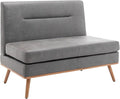 Aklaus Upholstered Small loveseatFaux Leather Modern Mini Sofa Couch Love Seat Armless Settee Bench with Back for Living Room Bedroom Office Small Space Entryway Grey