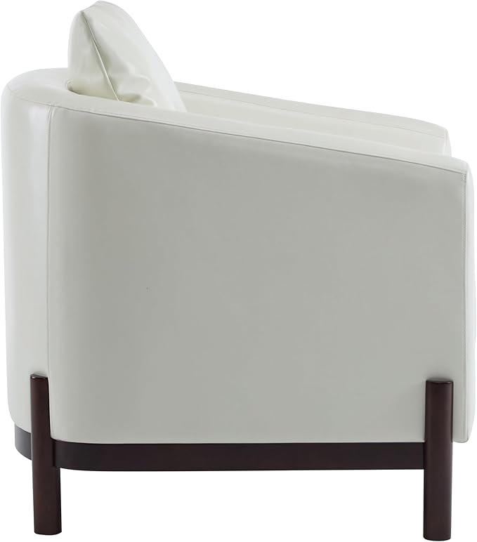Christopher Knight Home Upholstered Club Chair Comft Accent Chair Soft Armchair Reading Single Sofa with Wood Legs Barrel Lounge Chair for Living Room Bedroom Home Rest 33.5 x33.5x31.5 White