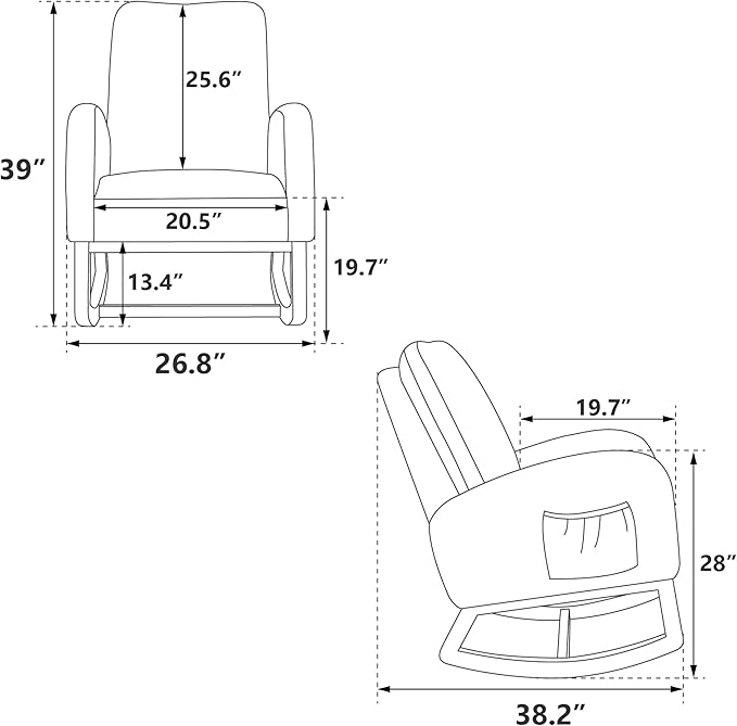 Nursery Chair 26.8 W Modern Rocking Chair for Nursery Mid Century Accent Rocker Armchair with Side Pocket Upholstered High Back Wooden Rocking Chair (Blue Boucle)