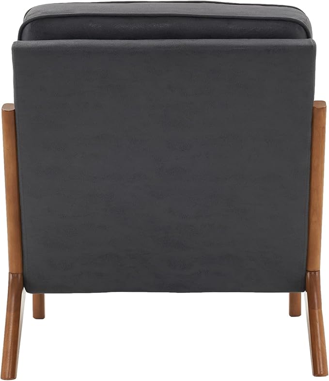 i-POOK Accent Chair Mid-Century Bronzing Cloth Upholstered Armchair with Pillow and Back Cushion Comfy Single Sofa Chair with Solid Wood Legs Reading Chair for Living Room Bedroom Office Dark Grey
