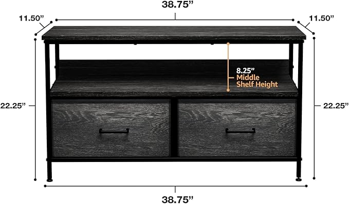 Sorbus TV Stand Dresser with 2 Drawers - Television Riser Chest with Storage - Bedroom Living Room Closet &amp Dorm Furniture