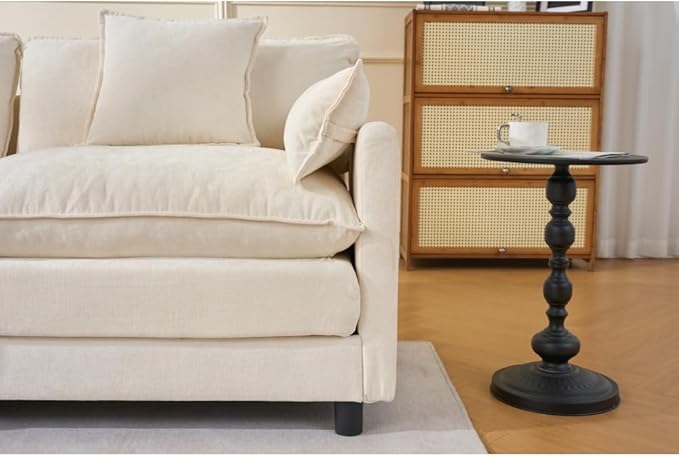 39.4 Modern Accent Chair with Ottoman Living Room Club Chair Chenille Upholstered Armchair Reading Chair for Bedroom (Beige + Fabric + Plastic + Steel + Wood + Foam + 1 Seat)