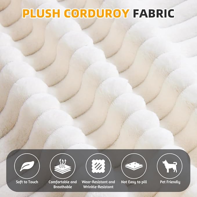78.7 Futon Sofa Bed 2-in-1 Foldable Sleeper Sofa Convertible Floor Couch with Pillows Corduroy Couch with Multi Functional Blanket Upholstered Boneless Couches for Living Room Cream Beige
