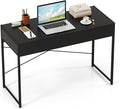 Tangkula Computer Desk with 2 Drawers 44 Inch Home Office Desk with Metal Frame &amp Anti-Toppling Device Modern Writing Desk Study Desk Compact Laptop PC Desk for Small Space (Black)