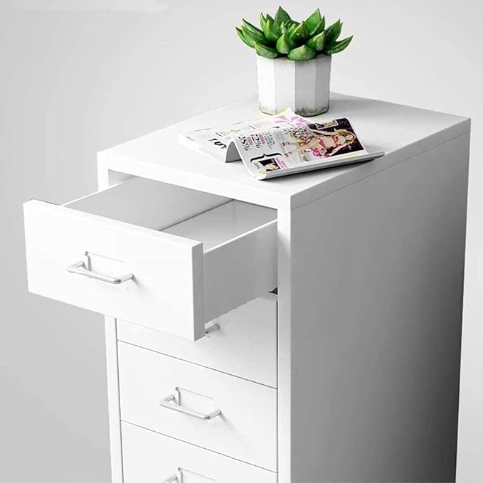 Mobile Filing Cabinet Multi-Layer Drawer Manager Floor-Standing Office Cabinet Commercial Storage Cabinet(White)
