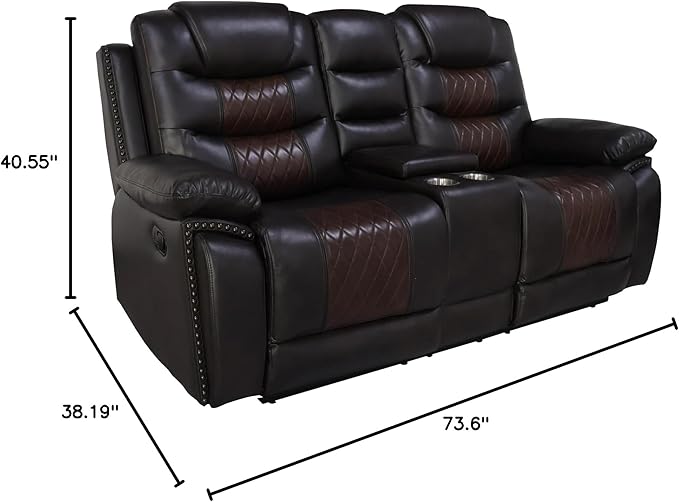 New Classic Furniture Nikko Faux Leather Console Loveseat with Power Footrest Brown