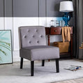 53 2Pcs Living Room Armless Button Tufted Pattern Accent Chair with Velvet Fabric and Premium High Density Foam Cushion Grey