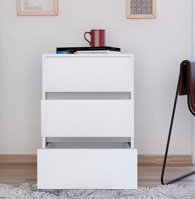 25.9 H White Mobile Filing Cabinet with 3 Drawers 4 Wheels Rectangular Portable Filing Cabinet Modern for Office Study Room