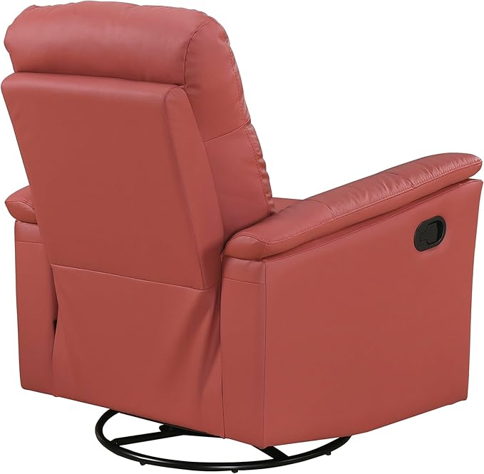 Lexicon Swivel Glider Recliner Chair Comfy Nursery Glider Top Grain Leather Match Recliner Manual Reclining Chair for Living Room/Office/Apartment Red