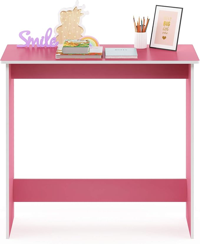 FURINNO Simplistic Study Table Pink 15.5 in x 31.5 in x 29.75 in (D x W x H)