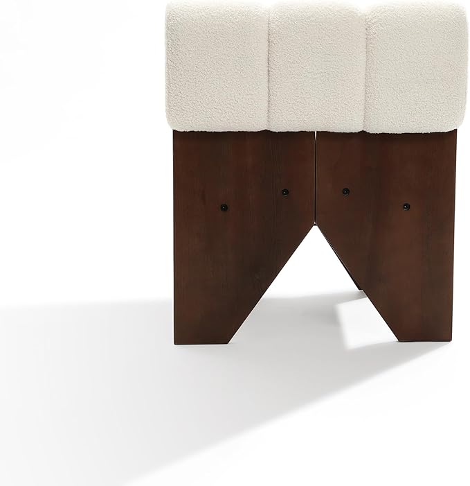 LuxenHome Upholstered Accent Chair White Modern Cozy and Soft Armless Chair with Solid Wood LegsSoft Padded Cushion Chair Suitable for Living Room Bedroom Reception Room Office