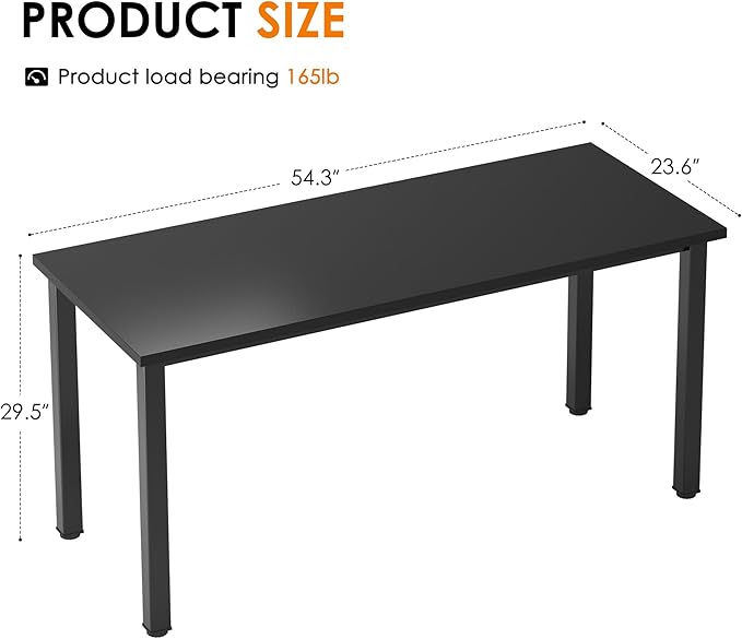 Need 54.3 Inch Large Computer Desk Modern Simple Style Desk for Home Office Basic Writing Table for Study Student Black