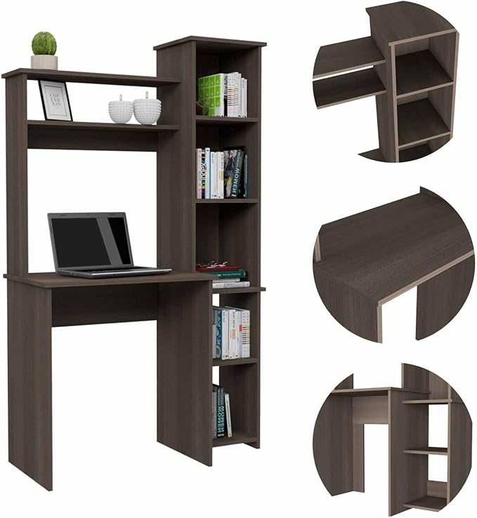 Nashville Writing Desk Six Shelves for Versatile Home Office Organization