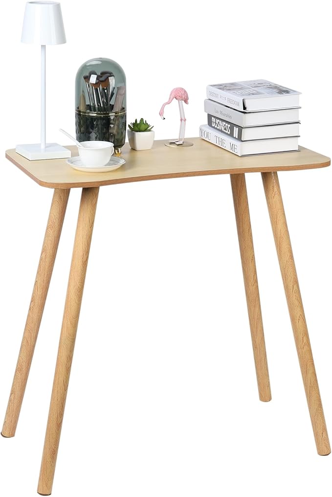 Computer Desk 29 Inch High Writing Study Work Table Office Desk Ergonomic Design Modern Home Office Study Desk Student Small Writing Table with Solid Legs Spacious Desktop Wooden Color
