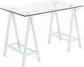 OSP Home Furnishings Middleton 47 Inch Desk with Clear Beveled Glass Top White Base