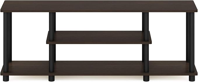 Furinno Turn-N-Tube No Tools 3D 3-Tier Entertainment TV Stand up to 50 inch TV Round Tubes Dark Brown / Black