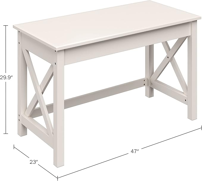 Writing Desk - Work Desk with X-Pattern Legs - for Office Bedroom Computer or Craft Table - Home Office Desks by Lavish Home (White)
