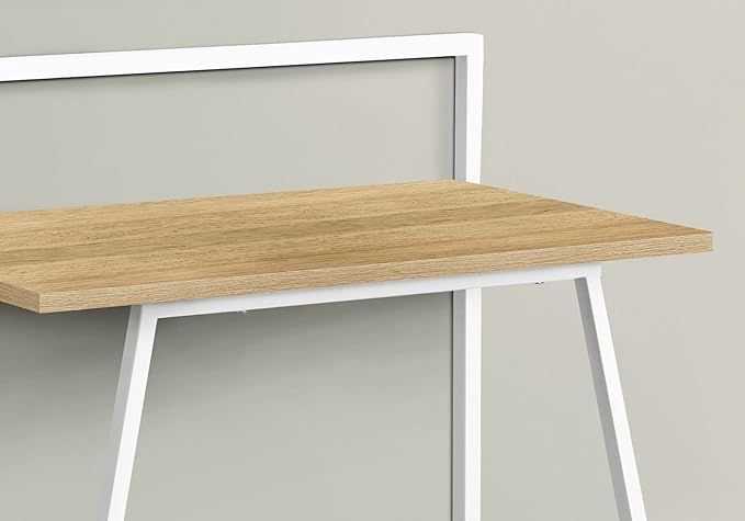 Penau Compact Computer Desk 30Inch L Modern Laptop Desk Natural Laminate Surface White Metal Frame Space-Saving Design for Home OfficeDorm