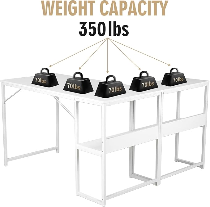 UNICOO – Muti-Function 3 Combination Computer Desk. L Shaped Computer Desk with Shelves Study Desk with Reversible Storage Shelves for Home Office (XJH-2402 - White)