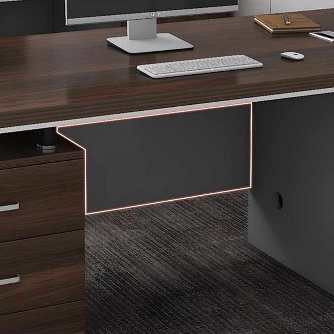 LITFAD Wood Office Computer Desk with Cabinet and Locking Drawer Cord Management Modern Executive Desk Simple Writing Desk for Home Office (Without Chairs) Brown 63 L x 24 W x 30 H