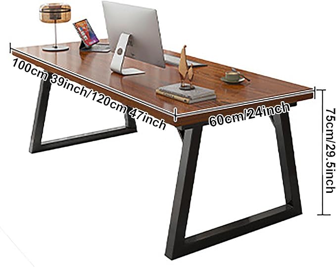 Solid Wood Computer Desk Natural Real Wooden and Metal Legs Home Office DeskIndustrial Executive Desk Workstation Modern Writing Desk Pc Table for Gaming Work Study(120x60x75cm(47x24x29inch) Wood)