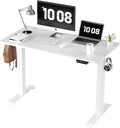 Shintenchi Electric Standing Desk 48 x 24 Inch Height Adjustable Sit Stand Desk Morder Home Office Stand Up Desk Computer Work Station with Splice Board (White Frame + White Top)