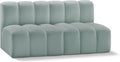 Meridian Furniture 101Mint-S2A Arc Collection Modern | Contemporary Modular Sofa with Soft Mint Green Vegan Leather Deep Channel Tufting Modular 60 W x 31 D x 30 H Mint
