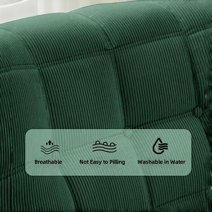 Bean Bag Chair - Memory Foam Bean Bag Chair for Adults Comfy High-Resilience Single Sofa Small Space Floor Chair Chaise Lounge for Living Room Bedroom (Dark Green Square+Ottoman)