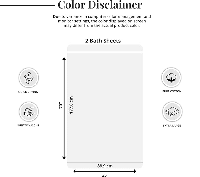Tens Towels Pack of 2 Extra Large Bath Sheets 35 x 70 Inches 100% Cotton Larger &amp Lighter Weight Quicker to Dry Super Soft &amp Absorbent Oversized Bath Towels Brown