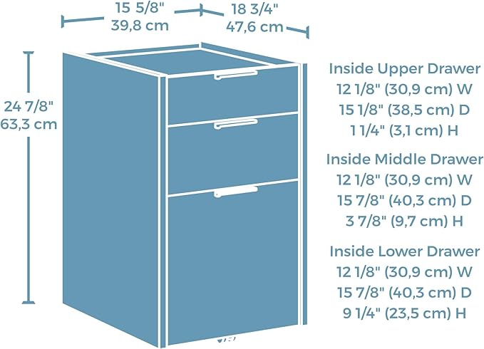 3 Drawer Small File Cabinet with Lock Under Desk Locking Drawers Storage Organizer for Home Office Filing CabinetsAcaciaWood