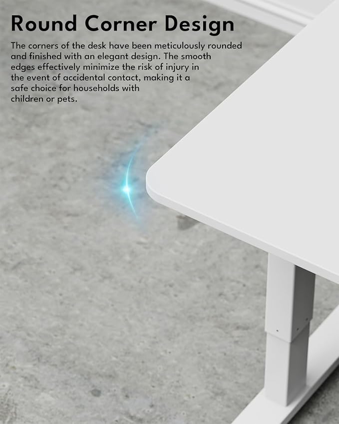 Standing Desk Height Adjustable Electric Stand up Desk 40 x 24 Inches Sit Stand Home Office Desk with Splice Board White Frame/White Top