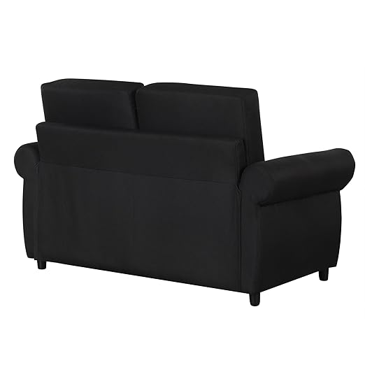 Ball &amp Cast 58 Loveseat Futon Sofa-BedConvertible Pull Out CouchLinen Upholstery Sleeper Sofa Bed with Twin Size Memory Mattress&ampUSB PortOverstuffed Back CushionChaise Lounge for Livingro