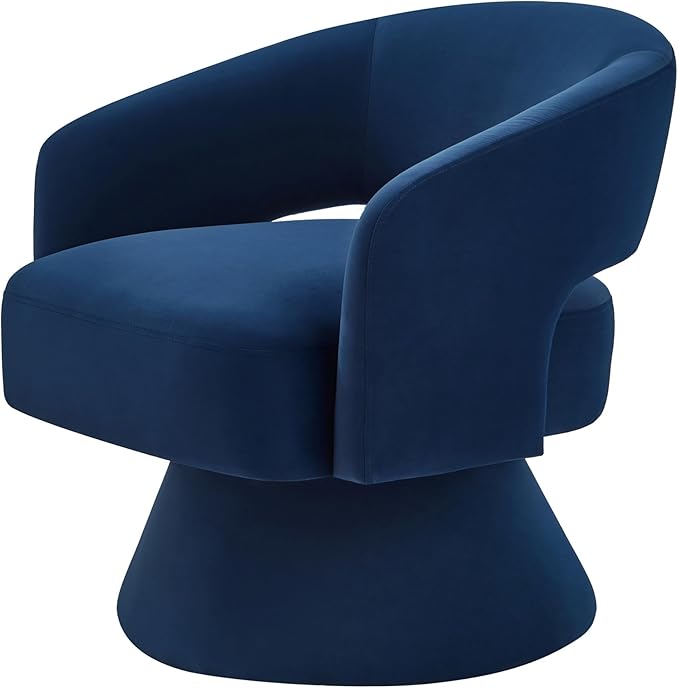 Swivel Barrel Chair Velvet Round Upholstered Accent ChairsLounge Chair with Open Backrest 360 Degree Comfy Single Sofa Dresser Chair for Living Room Hotel Bedroom Office (Navy)