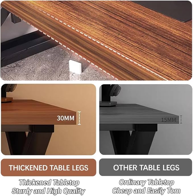 Large Desk Modern Office Table Executive Office Desk Farmhouse Writing Work Desk Computer Desk for Office Space&ampHome Walnut Wood Color55.1inch