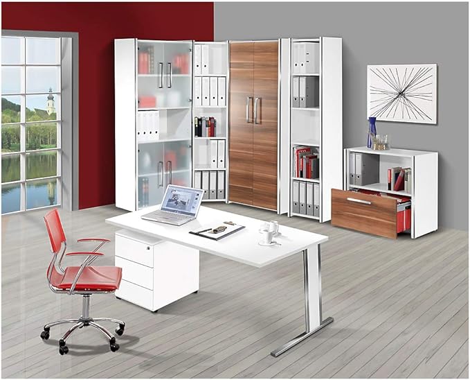 Crelobo ATOS-FL5-4555-4435 Filing Cabinet Wood White/Anthracite 80 x 38 x 183 cm