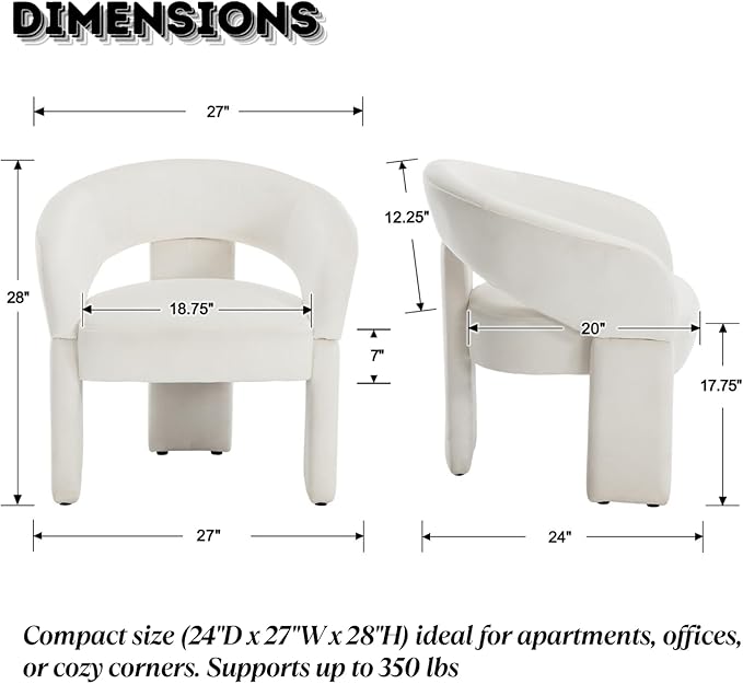 LukeAlon Modern Velvet Accent Chair Barrel Back Armchair Upholstered Lounge Chair for Living Room Bedroom Office Waiting Rooms Beige
