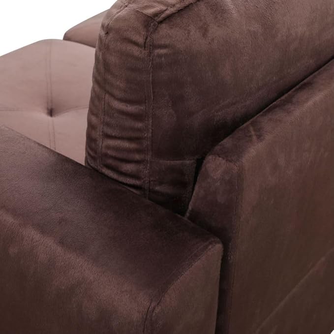 Brown L-Shaped 3-Piece Microfiber Sofa with Storage Ottoman Set Sectional Couch Sofa Set for Living Room Office Small Space