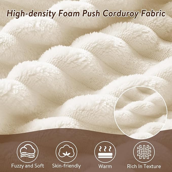 Oversized Double Chaise Lounge Chair IndoorWide Corduroy Boneless Chaise Lounges Sofa Comfy Upholstered Sectional Cloud Couch No Assembly Required Loveseat Sleeper Chair Bed for Living Room (White)