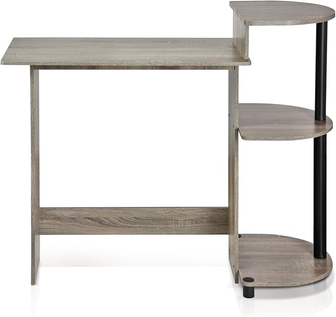 Furinno COMPACT Desk 28.5 Wide Gaming Desk with Shelves Computer Desk with Book Shelf Office Desk for Home Office Study Room Dorm Bedroom French Oak