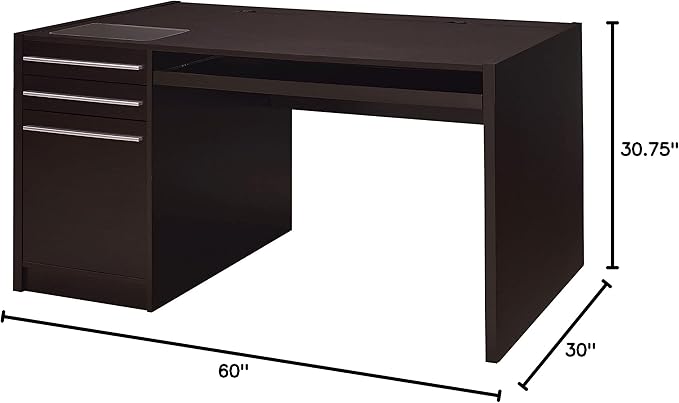 Coaster Home Furnishings - Halston - Engineered Wood - 60-Inch Office Computer Desk with 3 Drawers &amp Keyboard Drawer Smooth Top and Lift-top Standage - Home Office - Cappuccino - 800982