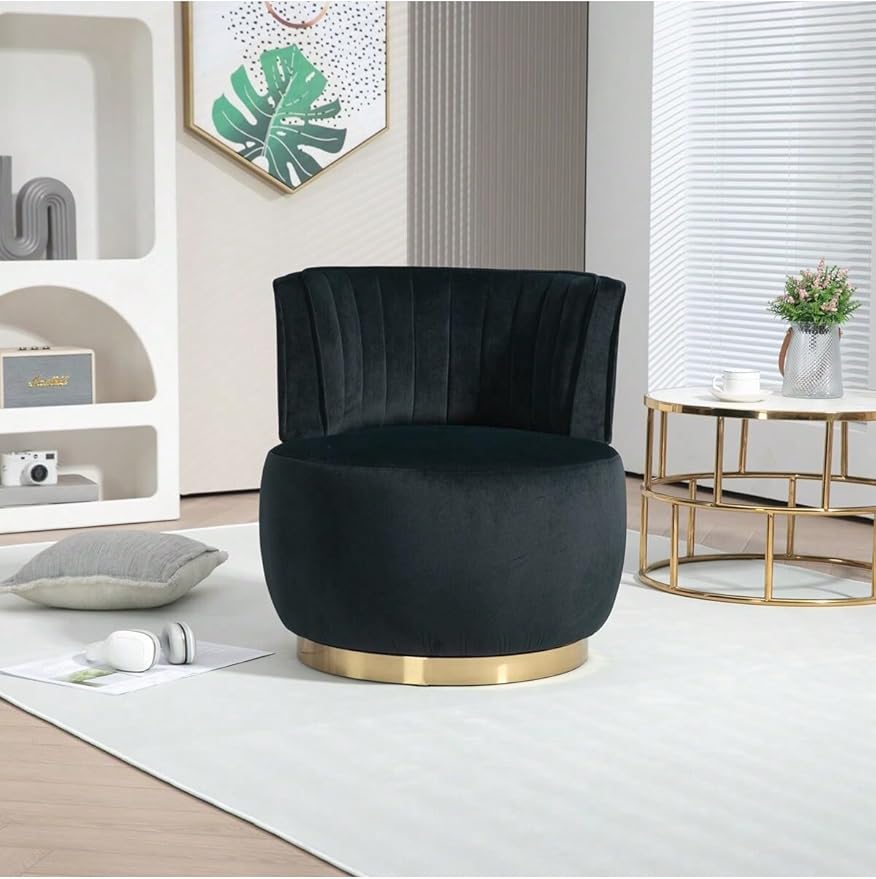 KINFFICT Velvet Swivel Accent Barrel Chair Set of 2 Mid Century Modern Arm Chair 360° Swivel Club Chairs Upholstered Comfy Single Sofa Chair Cozy Leisure Chair for Living Room Bedroom Lounge Hotel
