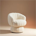 Vanity 360-Degree Swivel Accent Chair - Mid Century Modern Plush Round Makeup Chair Relaxing Comfy Lounge Sofa Arm Chairs Idear for Living Room Bedroom (Beige Velvet Fabric)