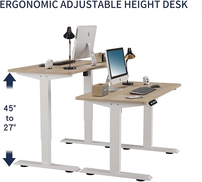 48 Electric Standing Desk Adjustable Height Seated Stand up Computer Desks for Work Office Home Ergonomic Lift-up Gaming Tables with USB Charging Port (Oak)