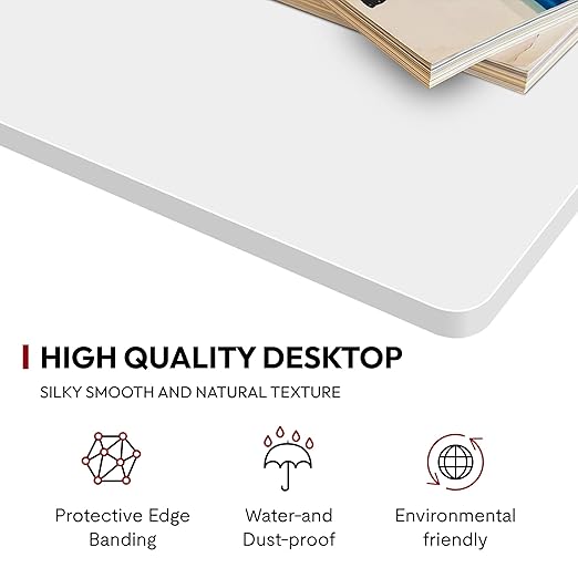 SANODESK Universal Tabletop 60x24x1 Thickness One-Piece Table Top Rectangular Particle Board for Standing Desk and Home Office Countertop DIYWhite Desk Top