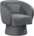 Giantex Swivel Accent Chair Upholstered Barrel Chair with Curved Back &amp Removable Lumbar Pillow Comfy Round Armchair with 360° Rotating Function Single Sofa Chair for Living Room