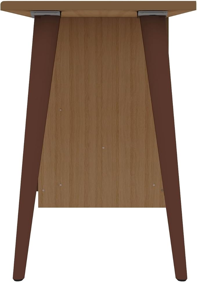 Manhattan Comfort Hampton 53.54 Home Office Desk with 3 Cubby Spaces and Solid Wood Legs in Maple Cream