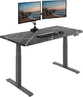 Vari ComfortEdge 60x30 Inch Adjustable Electric Standing Desk – Limited Edition Sit Stand VariDesk with Memory Presets &amp Sloped Front Edge + Tool-Free Assembly (Black Marble/Slate Legs)